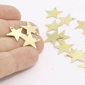 15mm Raw Brass Star Disc, Star Pendant, Stamping Star Blank, Star Charms, Necklace Star Charms, Charms, Raw Brass Findings, FNL125