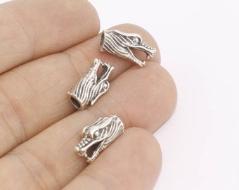 3 Pcs 7x15mm Antique Silver Dragon Beads, Bracelet Slide Charms, Dragon Charms, Men's Bracelet Beads, Beads, Silver Plated Charms, KDR164