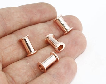 10 Pcs Rose Gold Tubes, Bead Core, Inner 4mm, Channel Bead Cores, Rose Gold Tube Beads, Bracelet Tubes, Rose Gold Plated Findings, ROSE603