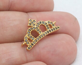 5 Pcs 13x22mm 24k Shiny Gold Crown Charms, Micro Pave Crown, CZ Bracelet Charms, Crown Beads, Micro Pave Charms, CZ Pendant, CBC, ZRCN591