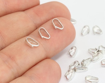 7,5mm Rhodium Pinch Bails, Pendant Bails, Charm Pinch Bails, Pendant Connector, Pendant Holder, Bail, Silver Plated Findings, HD, MTE541