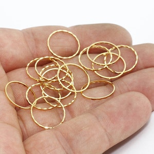 14mm Shiny Gold Closed Ring, Connectors, Circle Connector, Gold Plated Hoops, Circle Connectors, Round Charms, Gold Plated Findings, BRT70