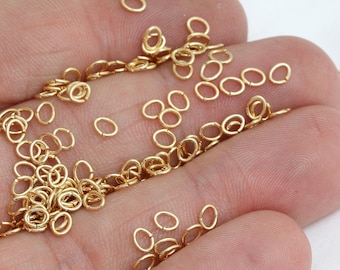 4mm 23 Gauge 24k Shiny Gold Oval Jump Rings, Gold Connector, Open Jump Rings, Bulk Gold Jump Rings, Jewelry Making Supplies, FRJ, BRT733