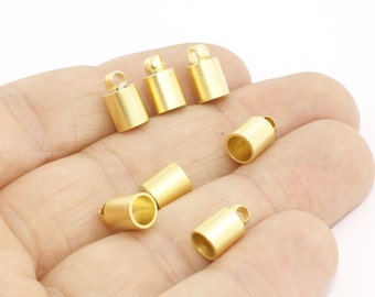24k Matt Gold Plated Brass Cord End Caps, Jewelry Findings (4.5mm), AFE, MTE334