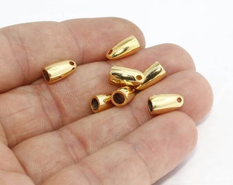 6 Pcs Inner Size 3,5mm 24k Shiny Gold Bead Caps, Cord End, Cord Tip, End Cap, Bead Cap, Tassel End Caps, Gold Plated Findings, AE125