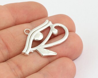 25x29mm Rhodium Plated Egyptian Eye, Horus Necklace, Eye Of Horus Charms, Egyptian Symbol, Ra Necklace, Silver Plated Findings, EGH, MTE539