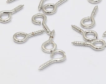 5 x 10 mm versilberte Öse Pin, Auge Pin Schraube, Kettelstifte, Auge Schraube, Silber Pin, Eye Pins Schmuck machen, versilbert Zubehör, ES, MTE5