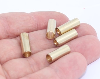 10 Pcs 6x15mm Raw Brass Tube Beads, Tube Charms, Tiny Tubes, Spacer Beads, Bracelet Tubes, Connector, Raw Brass Findings, AE73