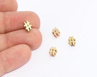 7x9mm Raw Brass Hashtag Pendant, Mini Hashtag Charms, Hashtag Bracelet, Initial Charms, Hashtag Jewelry, Raw Brass Charms, HTC, MTE781