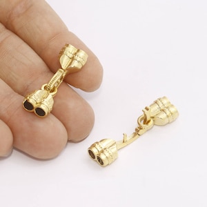 2 Pcs 11x31mm 24k Shiny Gold Two Hole Clasp, Bracelet Clasp, Bracelet Connector, Cord End Clasp, Cord End, Gold Plated Findings, KDR79