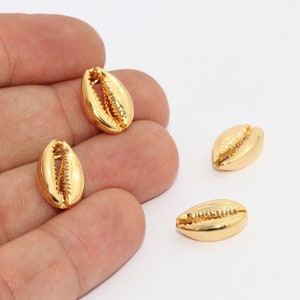 10 Pcs 10x15mm 24k Shiny Gold Plated Cowrie, Cowrie Charms, Cowrie Shell Pendant, Cowrie Necklace, Small Gold Cowrie, Boho Charms, BRT139
