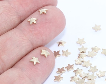 10 Stück 5mm Raw Brass-Stern, kein Loch Stern Raw Brass Stempeln, Star Schmuck, Charms, PA6