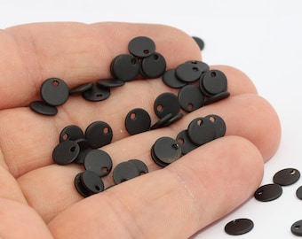 10 Pcs 6mm Black Plated Coins, Coin Charms, Drop Charms, Round Charms, Stamping Blanks, Stamping Tag, Black Plated Findings, SCC, MTE623
