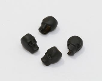 3 Pcs 8x11mm Black Skull Charms, Skull Beads, Men's Bracelet Charms, Men's Jewelry, Slide Bracelet Beads, Black Plated Findings,  KDR195