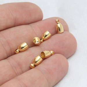 10 Pcs 5x9mm 24k Shiny Gold End Caps, Inner 4mm, Bead Caps, Tassel End Caps, Tube End Cap, Cord End Cap, Gold Plated Findings, EN, BRT780