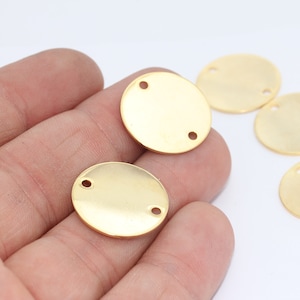 20mm 24k Shiny Gold Disc Charms, Coin Charms, Round Charms, Bracelet Charms, Stamping Blanks, Stamping Tag, Gold Plated Findings, EK, MTE416