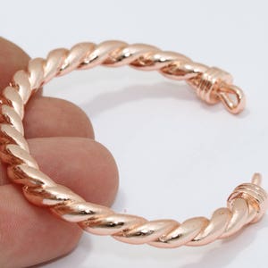 6mm Rose Gold Wire Bracelet, Open Cuff Bracelet, Braided Bracelet Bangle, Adjustable Bracelets, Rose Gold Plated Findings, BBS, CHK72