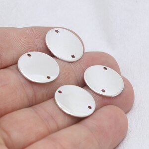 5 Pcs 17mm Silver Plated Disc Charm, Two Hole Coins, Round Disc, Stamping Tag, Personalized Charm, Silver Plated Findings, BRT792