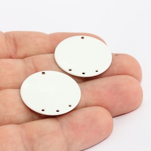 25mm White Plated Round Disc, Round Disc, Stamping Blanks, Multi Hole Pendant, Medallion, Stamping Tag, White Plated Findings, EV, MTE638