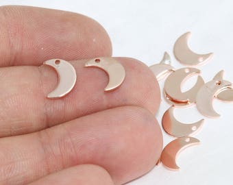 7x10mm Rose Gold Moon Charms, Half Moon Pendant, Moon Necklace, Mini Moon Charms, Moon Jewelry, Rose Gold Plated Findings, MI, ROSE174