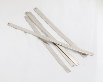 6 x 160 mm Basi per braccialetti placcati in rodio, Bracciale piatto, Braccialetti con incisione a mano, Incastonature regolabili, Braccialetti placcati in argento, CHK100-2