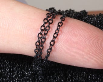 Black Plated Cable Chain 1.5x2mm, Dainty Necklace Bulk Lot (3.3 Feet), OCC, BXB82-2