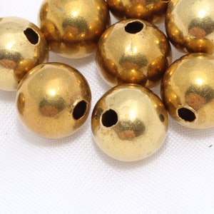 10 Pcs 10mm Raw Brass Ball Beads, Round Ball Pendant, Hollow Ball Beads, Raw Brass Ball Charms, Spacer Beads, Raw Brass Beads, TBG, CHK302