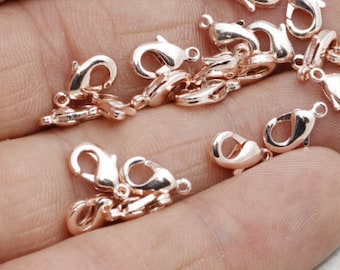 20 Pcs 9mm Rose Gold Claw Clasp, Lobster Claw Clasp, Necklace Closures, Jewelry Making Supplies, Rose Gold Plated Findings, NLC, CHK351