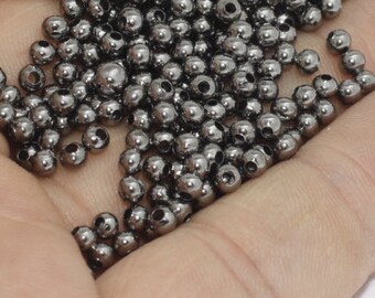 200 Pcs 3mm Gunmetal Beads, Ball Beads, Bracelet Beads, Round Beads, Mini Round Beads, Spacer Beads, Gunmetal Plated Findings, IB, FRY110
