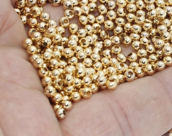 100 Pcs 3mm 24k Shiny Gold Beads, Ball Beads, Bracelet Beads, Round Beads, Mini Round Beads, Spacer Beads, Gold Plated Findings, IB, BXB331