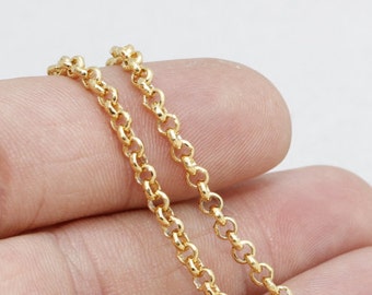 2 5 or 10m Antique Silver Iron Rolo Belcher Chain 3x1mm