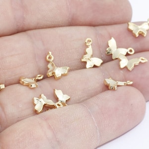 7x9mm 22k Shiny Gold Butterfly Charms, Mini Charms, Butterfly Pendant, Bracelet Beads, Butterfly Jewelry, Gold Plated Findings, BRT626