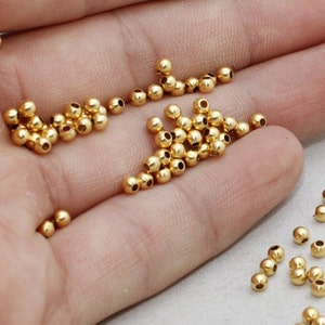 50 Pcs 3mm 24k Shiny Gold Beads, Spacer Beads, Hollow Beads, Tiny Spacer Beads, Bracelet Beads, Ball Beads, Gold Plated Findings, BG, BRT541