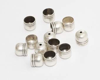 Inner Size 7mm Antique Silver End Cap, Bead Cap, Brass End Cap, Cord End, Bracelet End Cap, Silver Plated Findings, ISE, AE244