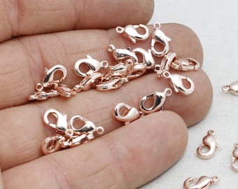 9mm Rose Gold Claw Clasp, Lobster Claw Clasp, Necklace Closures, Jewelry Making Supplies, Rose Gold Plated Findings, NLC, CHK351