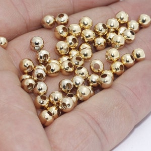 100 Pcs 5mm 24k Shiny Gold Beads, Spacer Beads, Hollow Beads, Tiny Beads, Bracelet Beads, Ball Beads, Gold Plated Findings, IG, BXB333