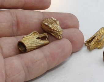 3 Pcs 10x23mm Raw Brass Dragon Beads, Bracelet Slide Charms, Dragon Charms, Men's Bracelet Beads, Large Beads, Raw Brass Charms, KDR52