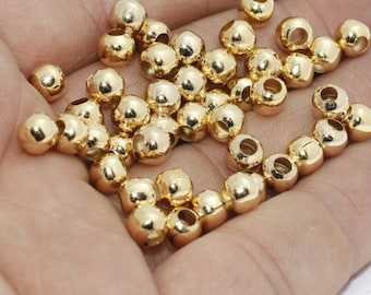 32 strand Jewelry Making Supplies Silver Boho Necklace Gold Round Brass Seam Beads African Metal Spacer Beads 8mm Non-Tarnish Metal