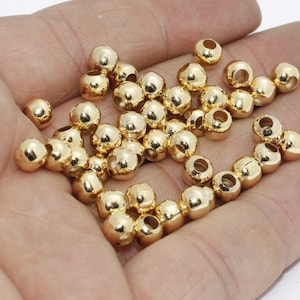 100 Pcs 6mm 24k Shiny Gold Beads, Spacer Beads, Hollow Beads, Tiny Beads, Bracelet Beads, Ball Beads, Gold Plated Findings, IC, BXB334