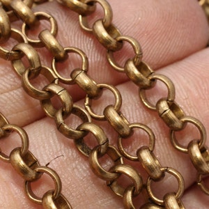 3,3 Feet 5,5mm Raw Brass Rolo Chain, Soldered Chain, Bulk Lot Chain, Soldered Chain, Brass Link Chain, Raw Brass Chains, BXB156