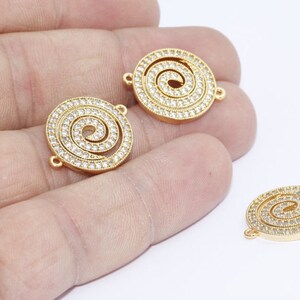 17x20mm Micro Pave Infinity Charms, CZ Round Charms, Cubic Zirconia Infinity Bracelet, Bracelet Connector, Gold Plated Charms, ZRCN26