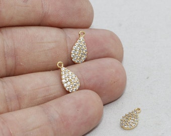 earrings Findings Jewelry 2pcs 14mm CZ Micro Pave Filigree teardrop drop Cubic Zirconia charm pendant