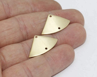 Pingentes triangulares de latão bruto de 15 x 25 mm, pingentes banhados a ouro, pingentes conectores, pingente triangular de 2 furos, acessórios de latão bruto, UP, SOM240