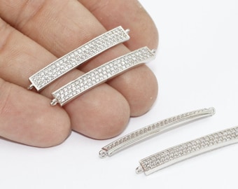 5x40mm Rhodium CZ Bar, Micro Pave Bar, Bracelet Bar, CZ Bracelet, Bracelet Connector, White Stone Bracelet, Micro Pave Bracelet, ZRCN377