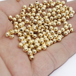 50 Pcs 4mm 24k Shiny Gold Beads, Spacer Beads, Beads, Tiny Round Beads, Bracelet Beads, Ball Beads, Gold Plated Findings, IK, BXB332