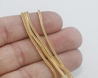 1,6mm 18k Shiny Gold Snake Chains, Gold Mesh Chains, Cable Chains, Bulk Lot Chain, Choker Necklace Chains, Gold Plated Chains, BXB64