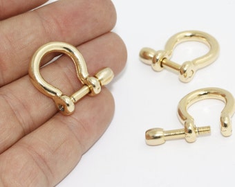 21x25mm 24k Shiny Gold Shackle Clasp, Nautical Bracelet Clasps, Anchor Bracelet, Sailor Bracelet Clasp, Gold Plated Findings, SCN, CHK374