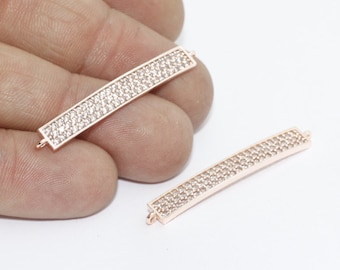 5x40mm Rose Gold CZ Bar, Micro Pave Bar, Bracelet Bar, CZ Bracelet, Bracelet Connector, White Stone Bracelet, Micro Pave Bracelet, ZRCN374