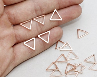 50 Pcs 10x11mm Rose Gold Triangle Charms, Bracelet Connector, Dainty Charms, Triangle Beads, Rose Gold Plated Findings, OLT, ROSE295