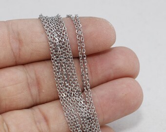 1,5x2mm Stainless Steel Cable Chain, Bulk Lot Chain, Dainty Necklace Chain, Tiny Soldered Chain, Stainless Steel Findings, BXB93